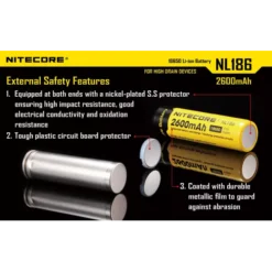 Nitecore 18650 Li-ion Battery (2600mAh) NL1826 -Outdoor Equipment 2 248