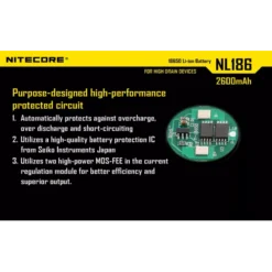 Nitecore 18650 Li-ion Battery (2600mAh) NL1826 -Outdoor Equipment 3 214