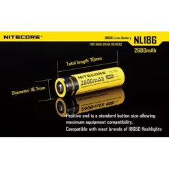 Nitecore 18650 Li-ion Battery (2600mAh) NL1826 -Outdoor Equipment 7 147