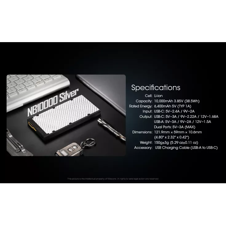 Nitecore NB10000 Silver Power Bank 6 Nitecore NB10000 Silver Power Bank - Image 4
