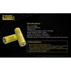 Nitecore 21700 NL2150HPi Li-ion 15A Battery (5000mAH) -Outdoor Equipment Nitecore NL2150HPi 10